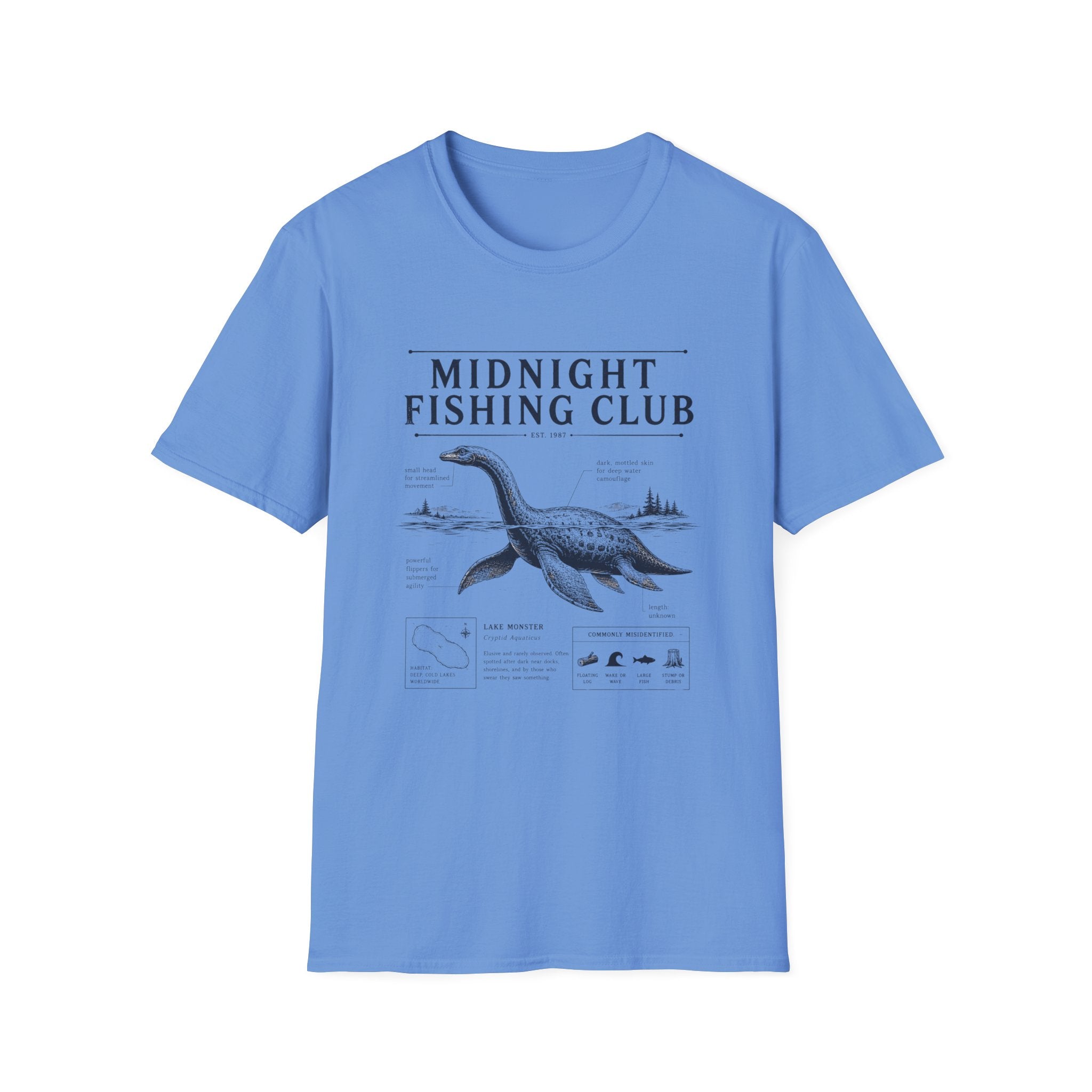 Midnight Fishing Club T-Shirt — Vintage Loch Ness Nautical Angler Tee