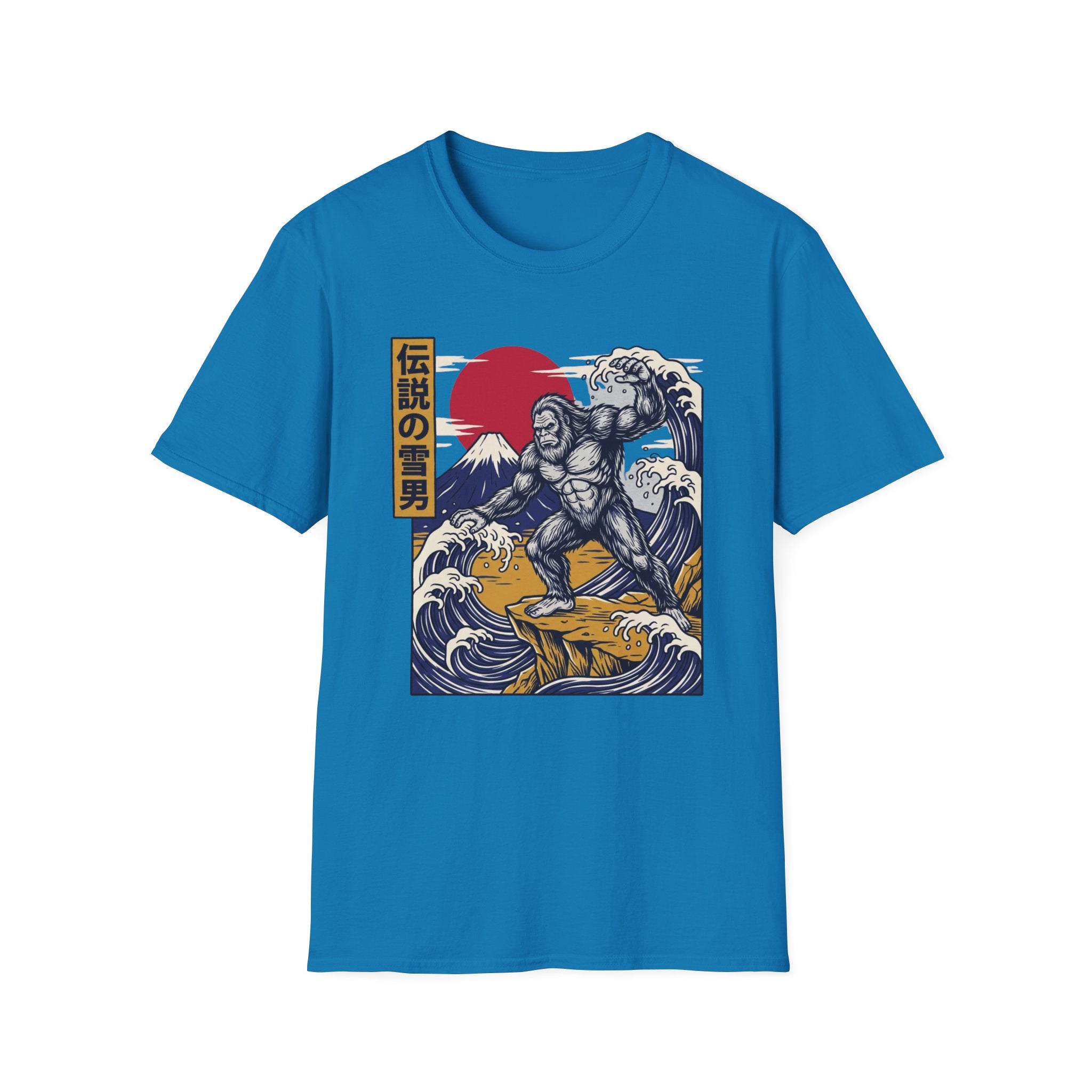 Yeti Wave T-Shirt — Japanese Ukiyo-e Snowman Graphic Tee (伝説の雪男)