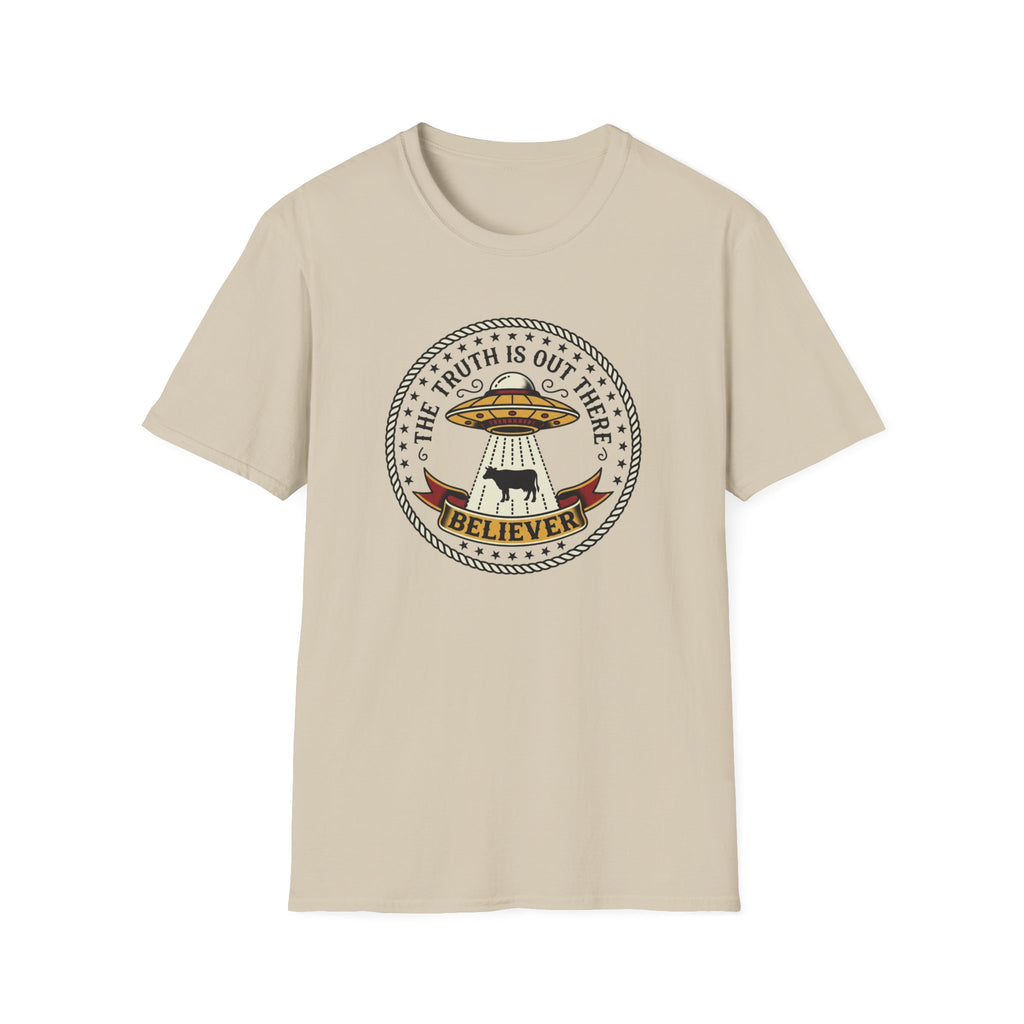 UFO Believer T-Shirt — "The Truth Is Out There" Alien Abduction American Tradition Tattoo Design