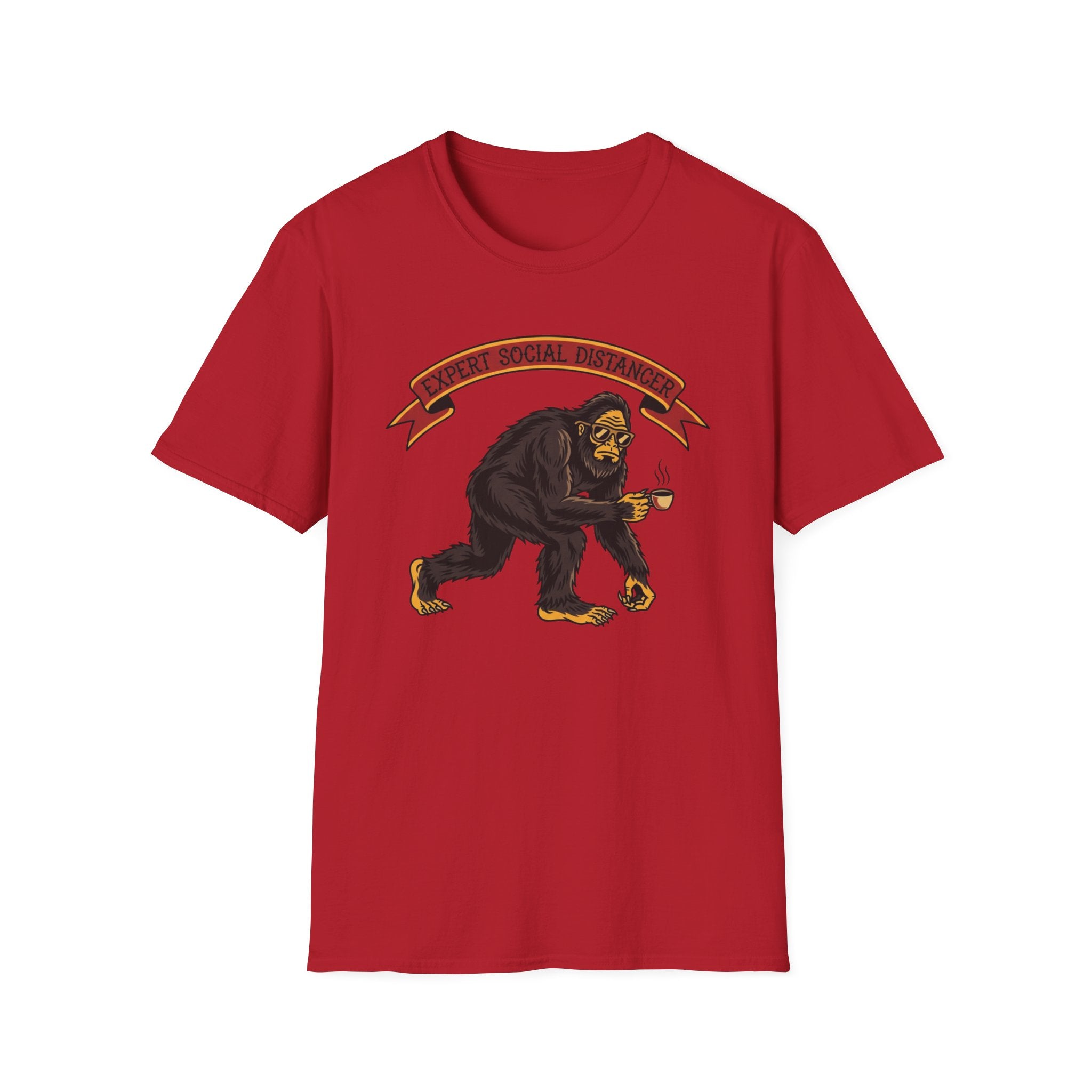 Expert Social Distancer T-Shirt — Funny Bigfoot Coffee Graphic American Traditional Tattoo Tee