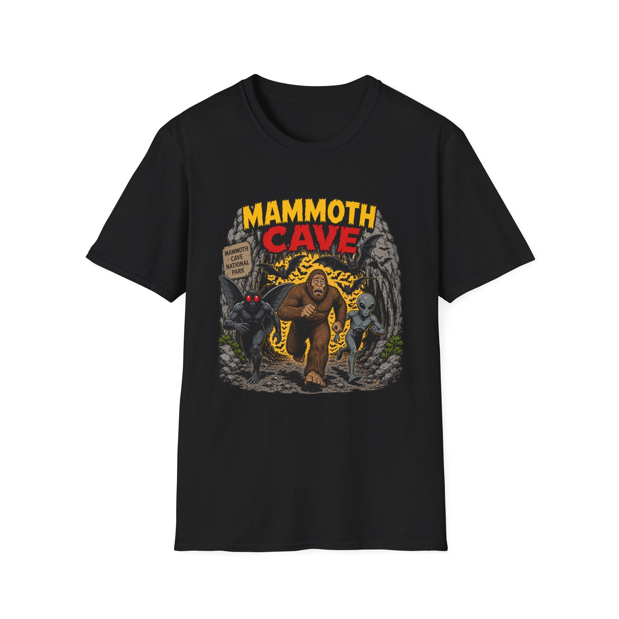 Mammoth Cave Comic Book Cryptid T-Shirt — Retro National Park Cave Adventure Tee