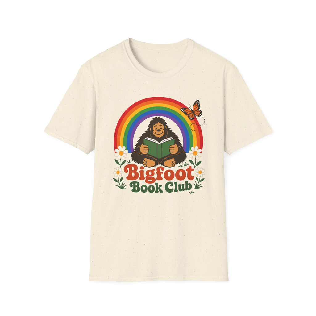 Bigfoot Book Club T-Shirt — Rainbow Reading Sasquatch Tee