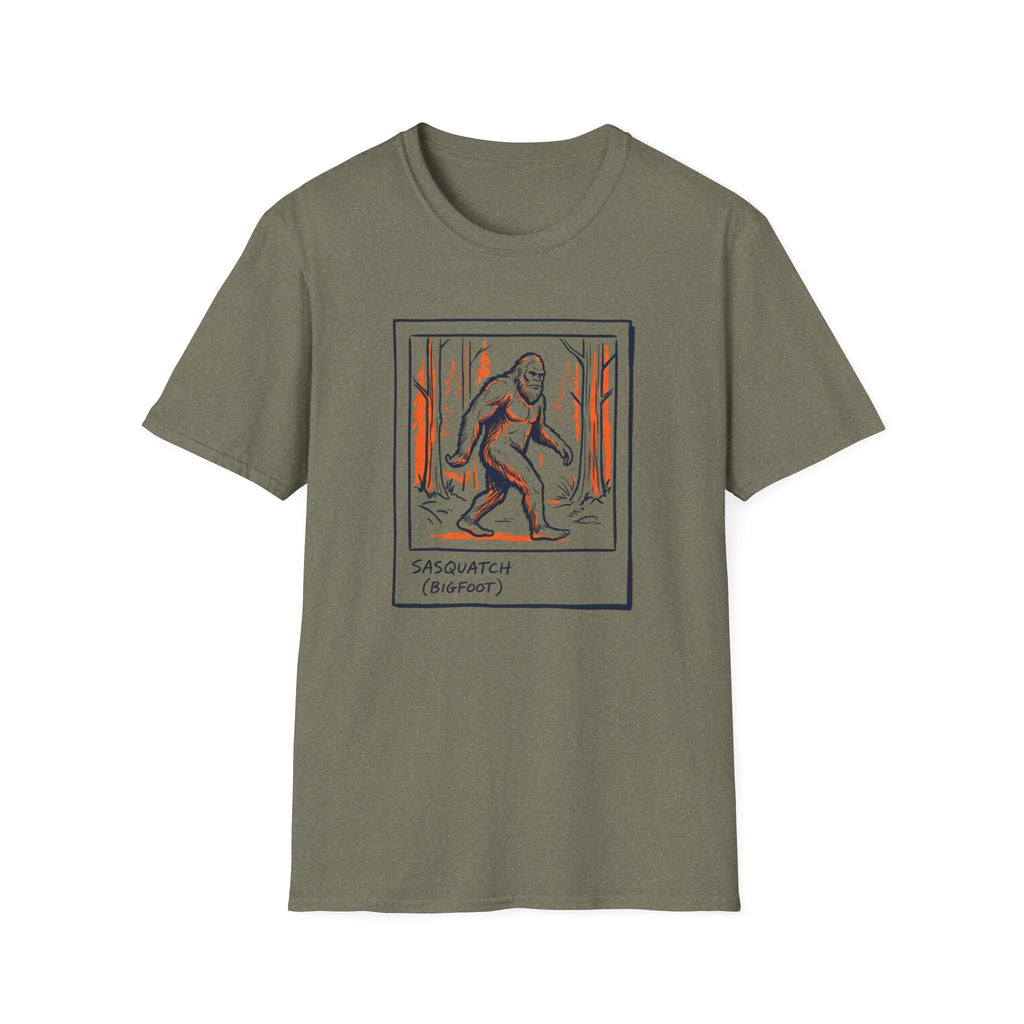 Bigfoot Polaroid T‑Shirt — Sasquatch Retro 70s Forest Graphic Tee