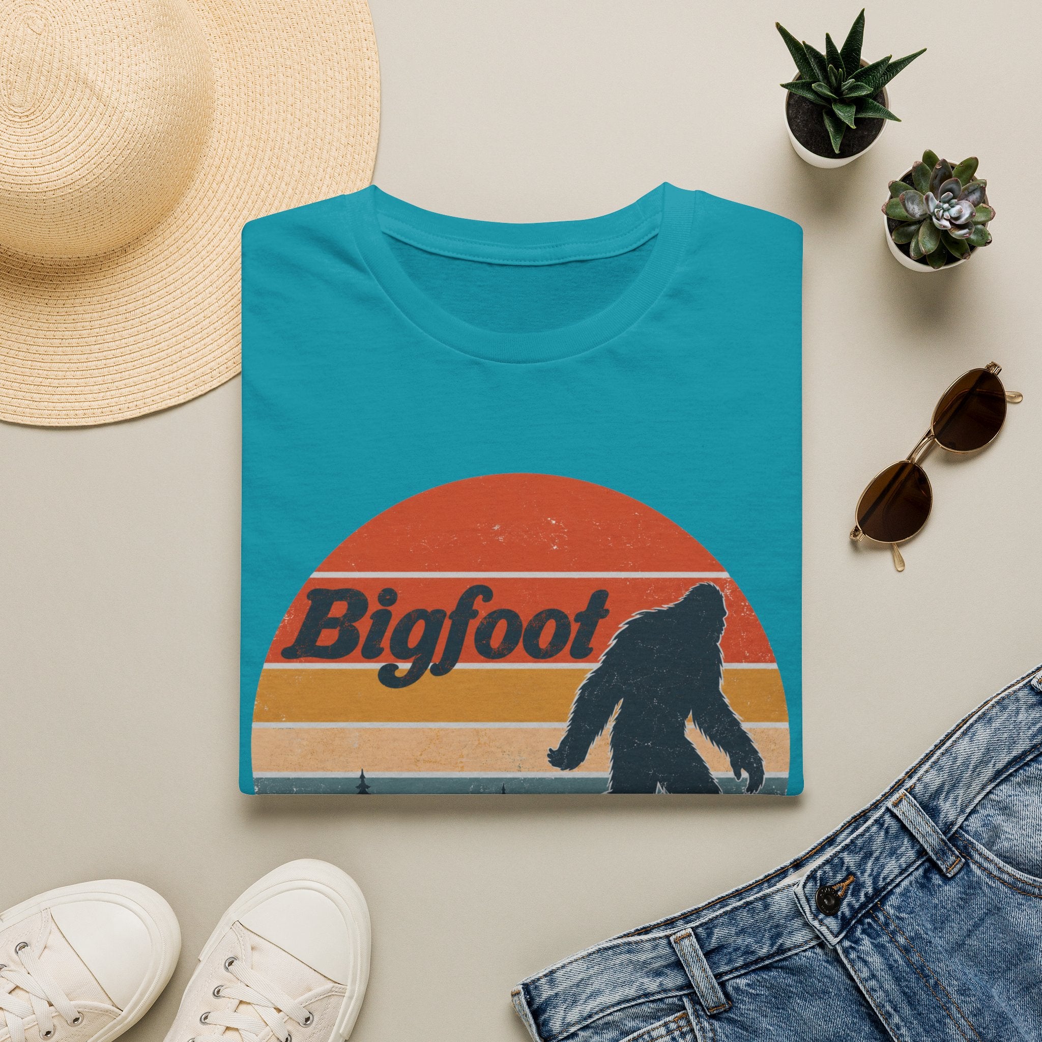 Bigfoot Retro Sunset T-Shirt - Sasquatch Vintage Graphic Tee