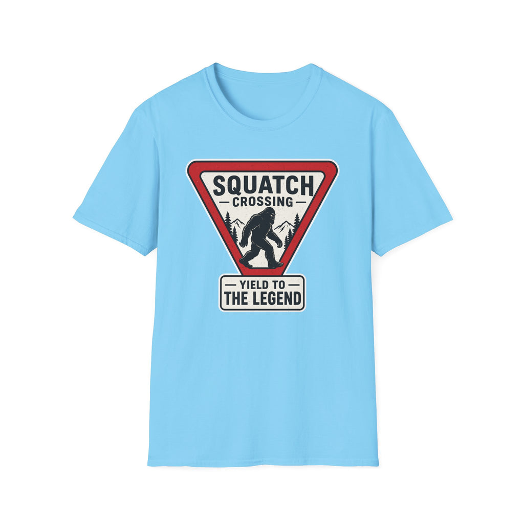 Squatch Crossing T‑Shirt — Sasquatch / Bigfoot Novelty Tee