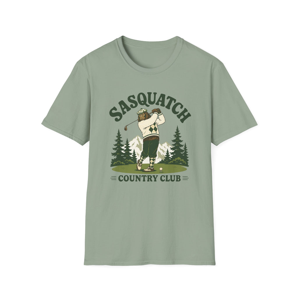 Sasquatch Country Club Golf T-Shirt — Retro 70s Woodland Golfer Tee