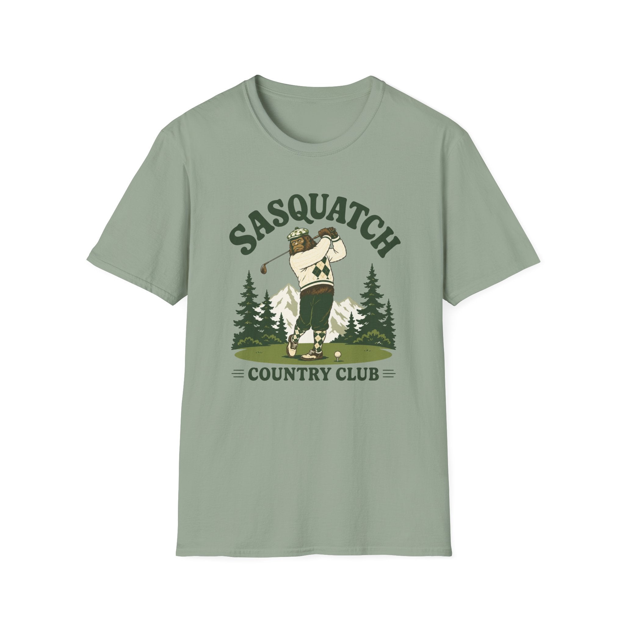 Sasquatch Country Club Golf T-Shirt — Retro 70s Woodland Golfer Tee