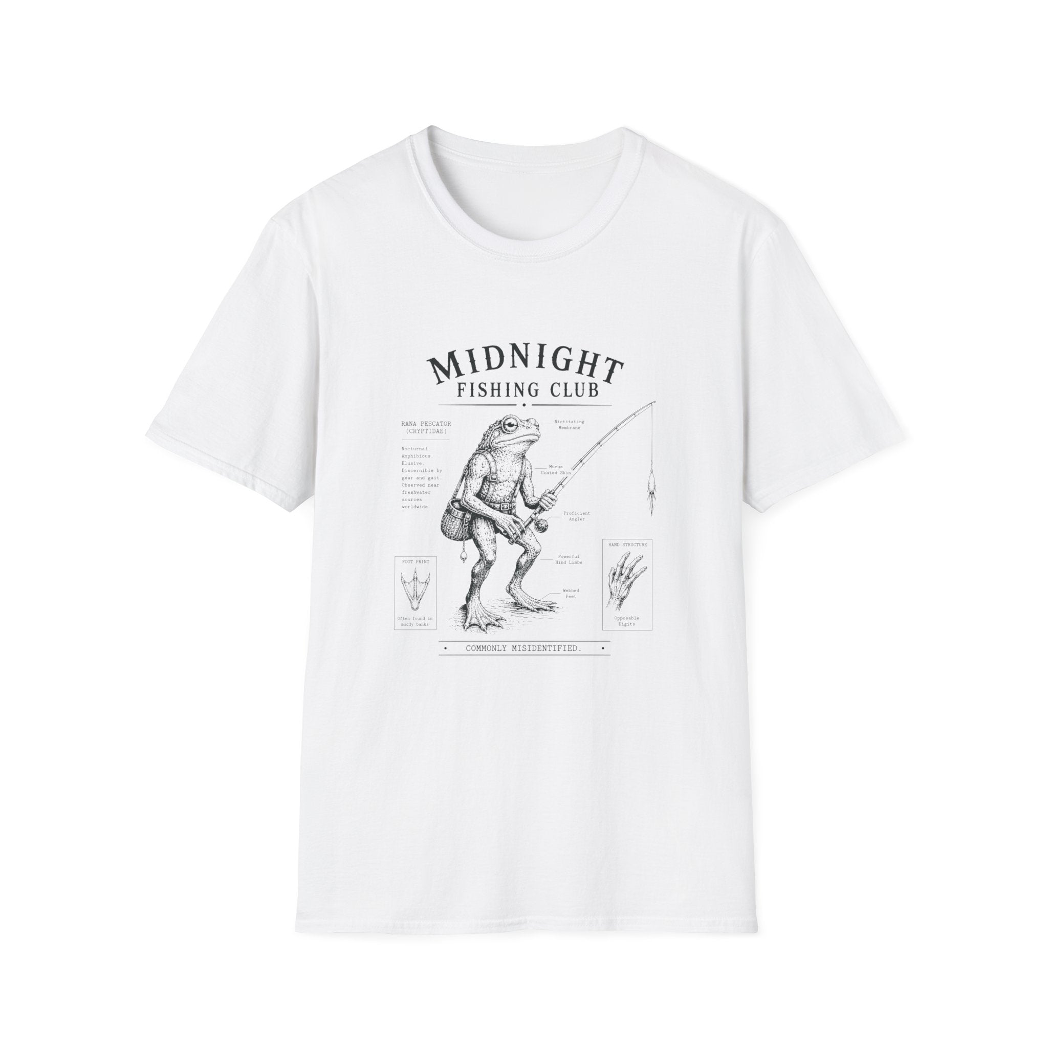 Midnight Fishing Club T-Shirt — Vintage Frog Man Angler Graphic Tee