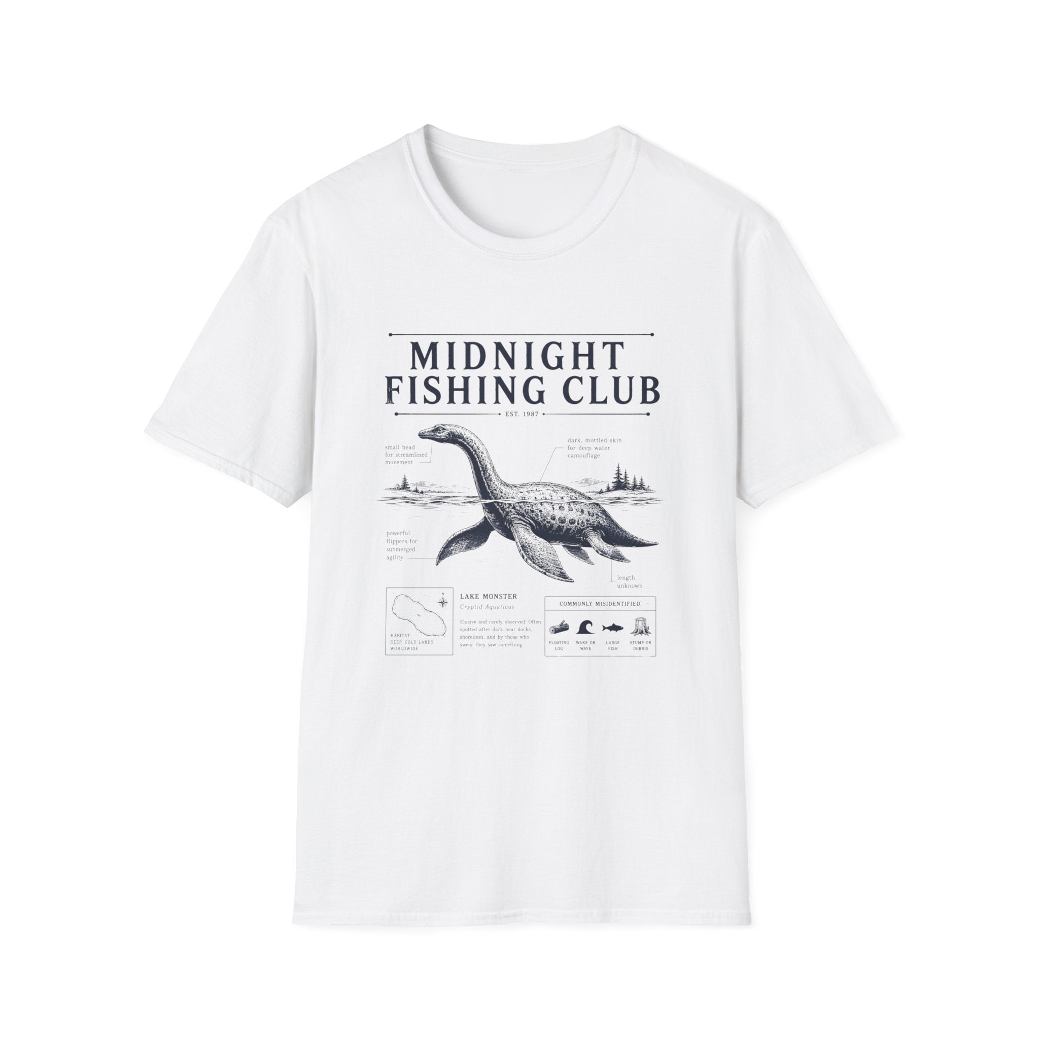 Midnight Fishing Club T-Shirt — Vintage Loch Ness Nautical Angler Tee