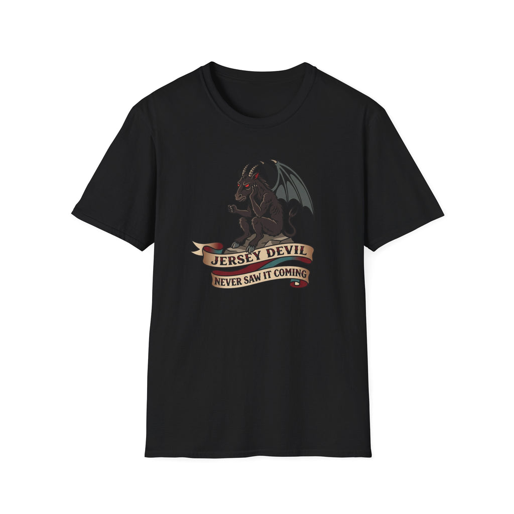 Jersey Devil Graphic T-Shirt — 'Never Saw It Coming' Mythical Creature Tee