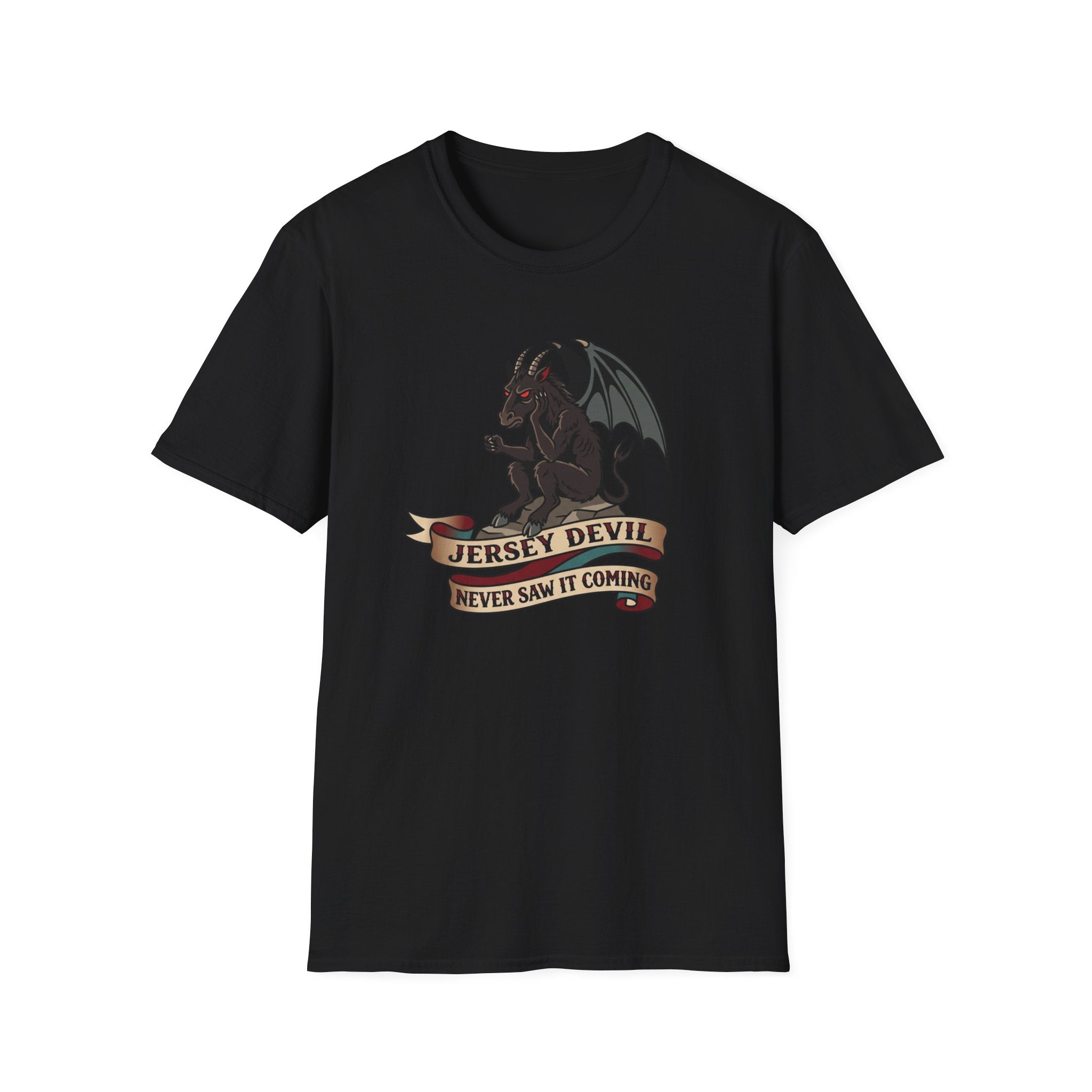Jersey Devil Graphic T-Shirt — 'Never Saw It Coming' Mythical Creature Tee