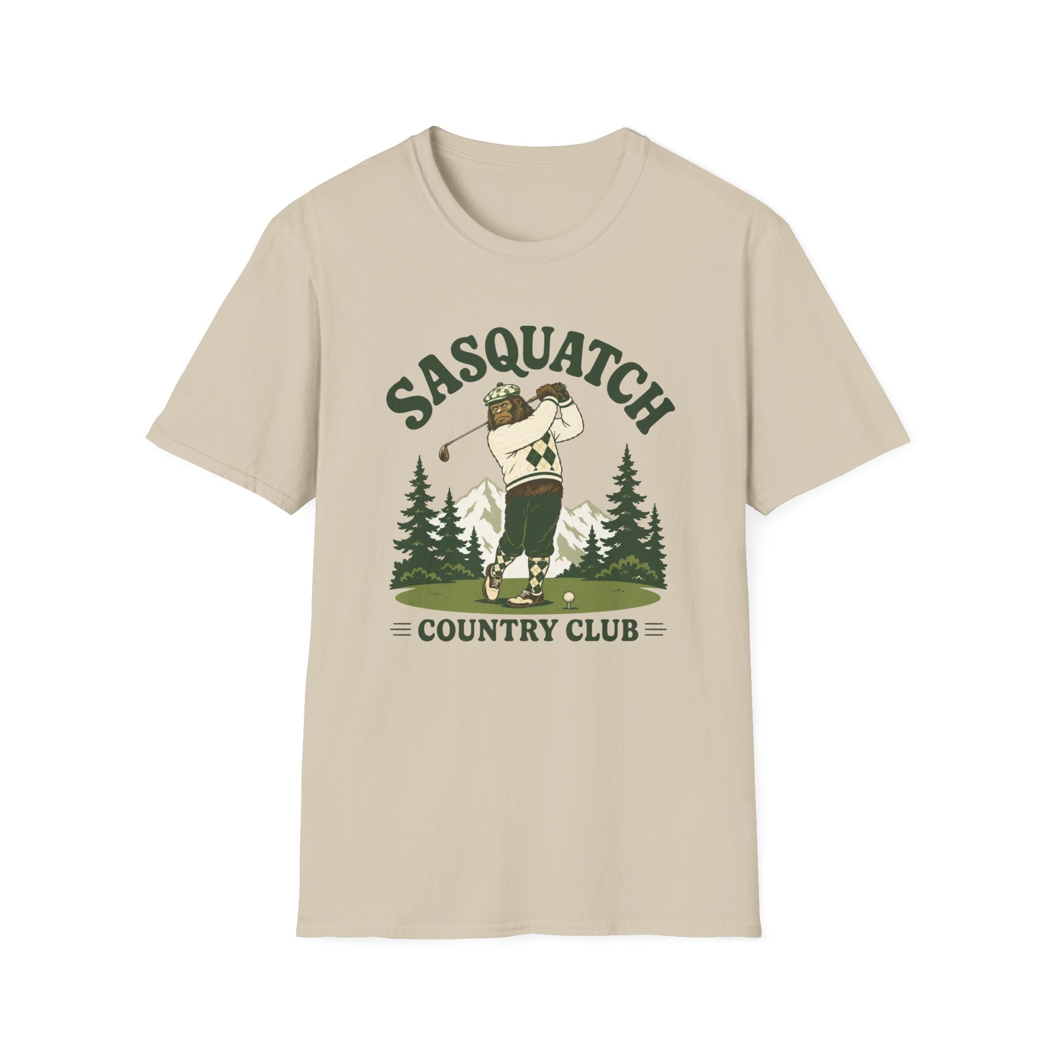 Sasquatch Country Club Golf T-Shirt — Retro 70s Woodland Golfer Tee
