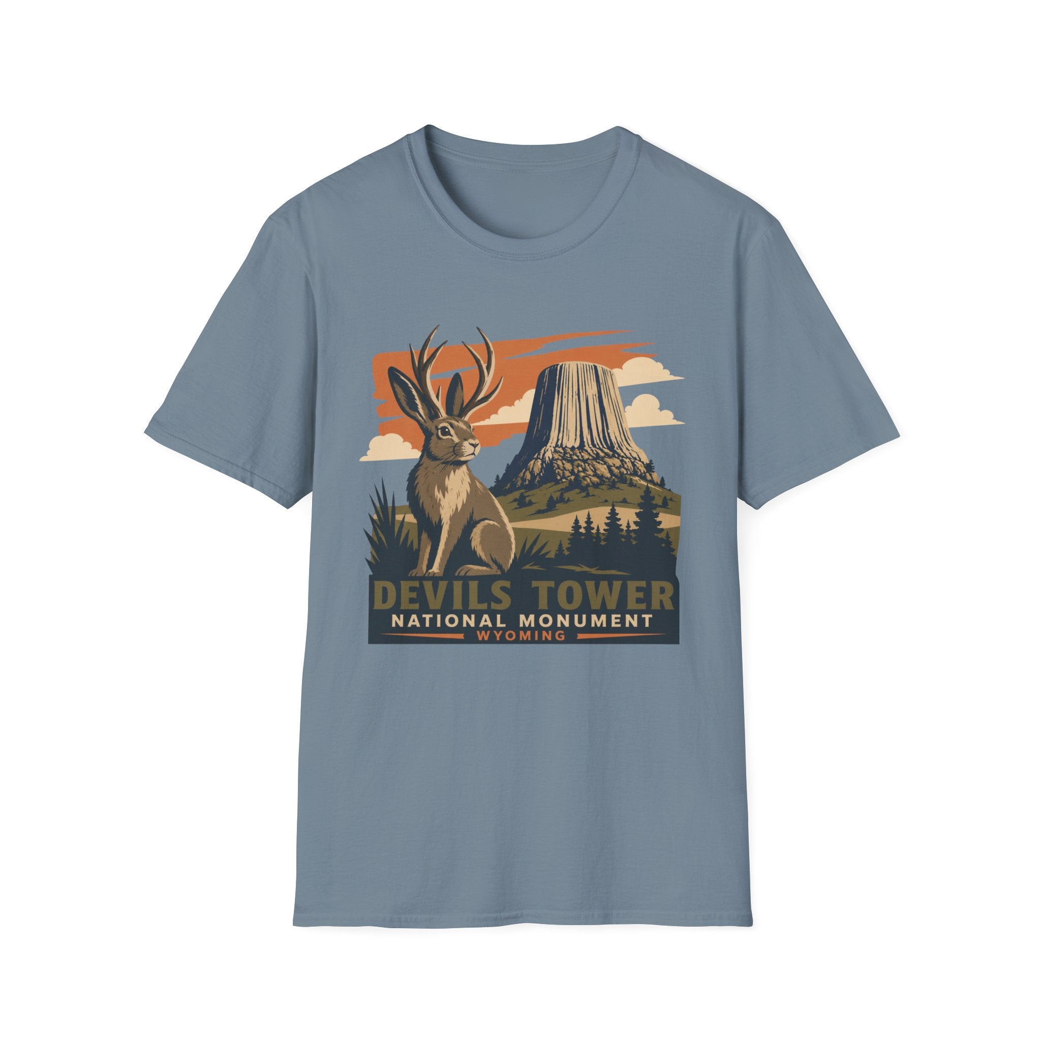 Devils Tower Jackalope T-Shirt — Retro National Monument Tee