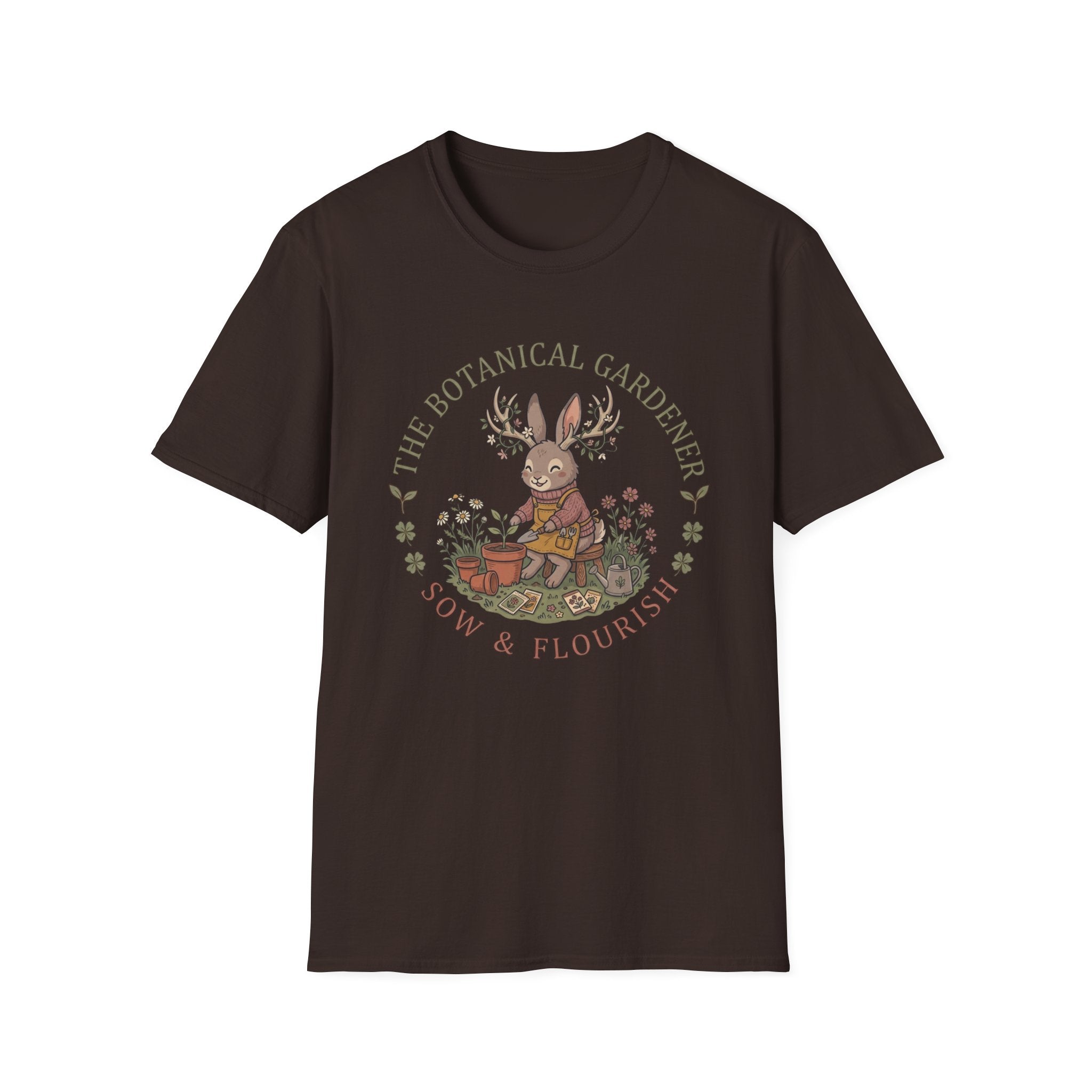 Botanical Gardener Jackalope T-Shirt — Cozy Cottagecore Floral Graphic Tee