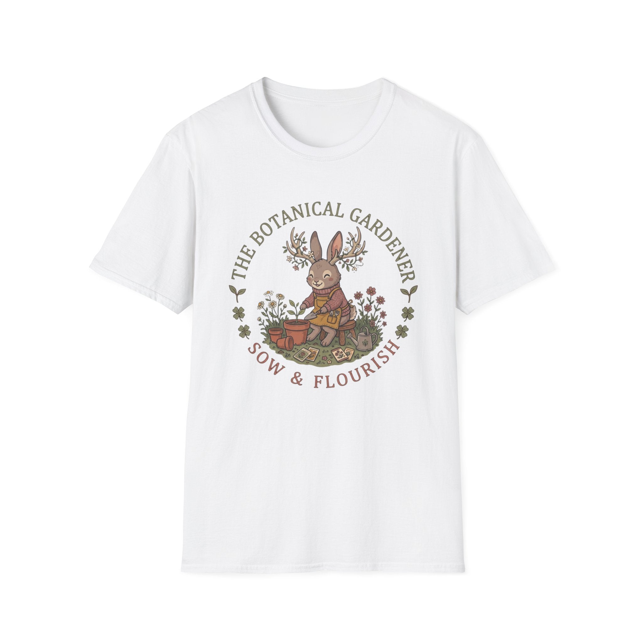 Botanical Gardener Jackalope T-Shirt — Cozy Cottagecore Floral Graphic Tee