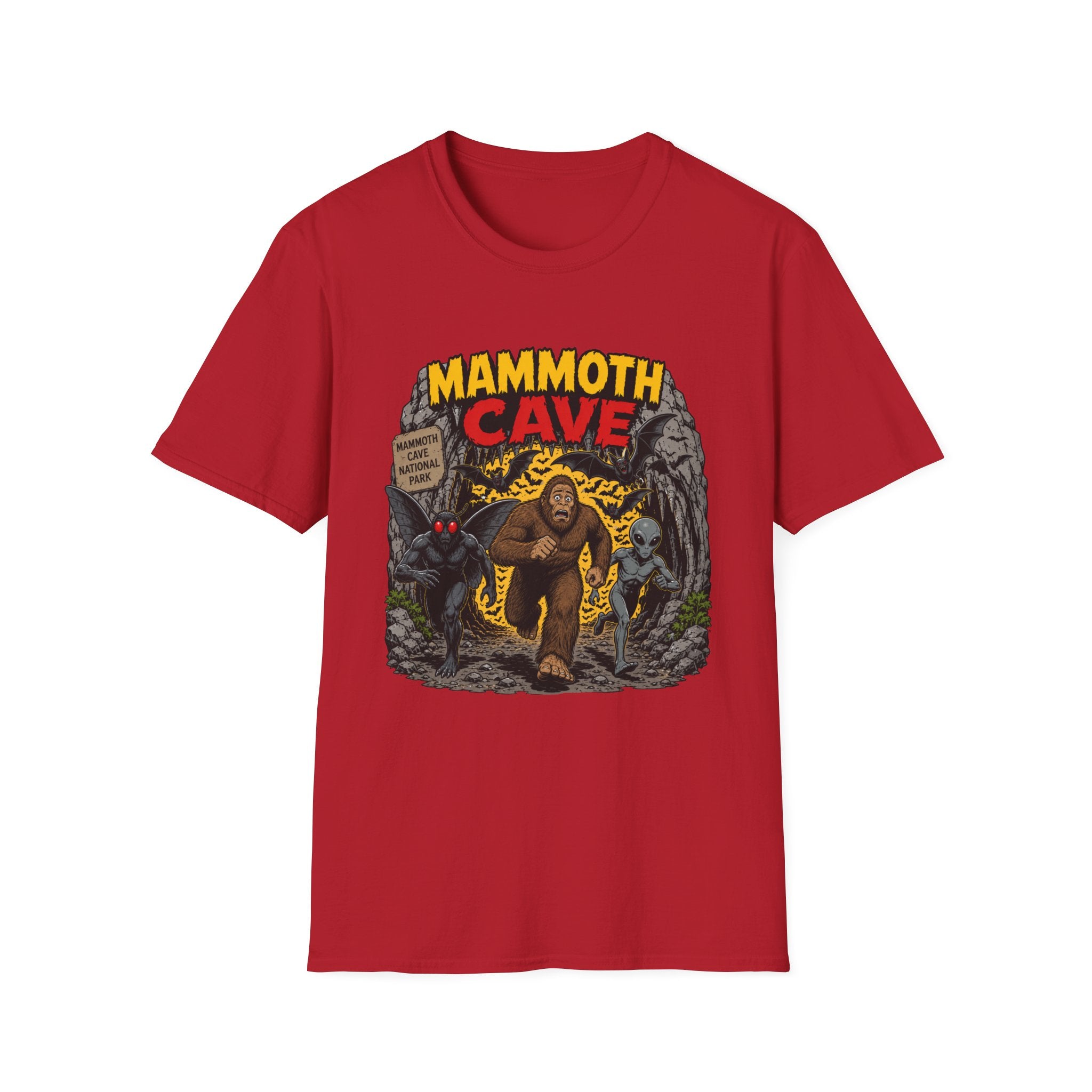 Mammoth Cave Comic Book Cryptid T-Shirt — Retro National Park Cave Adventure Tee