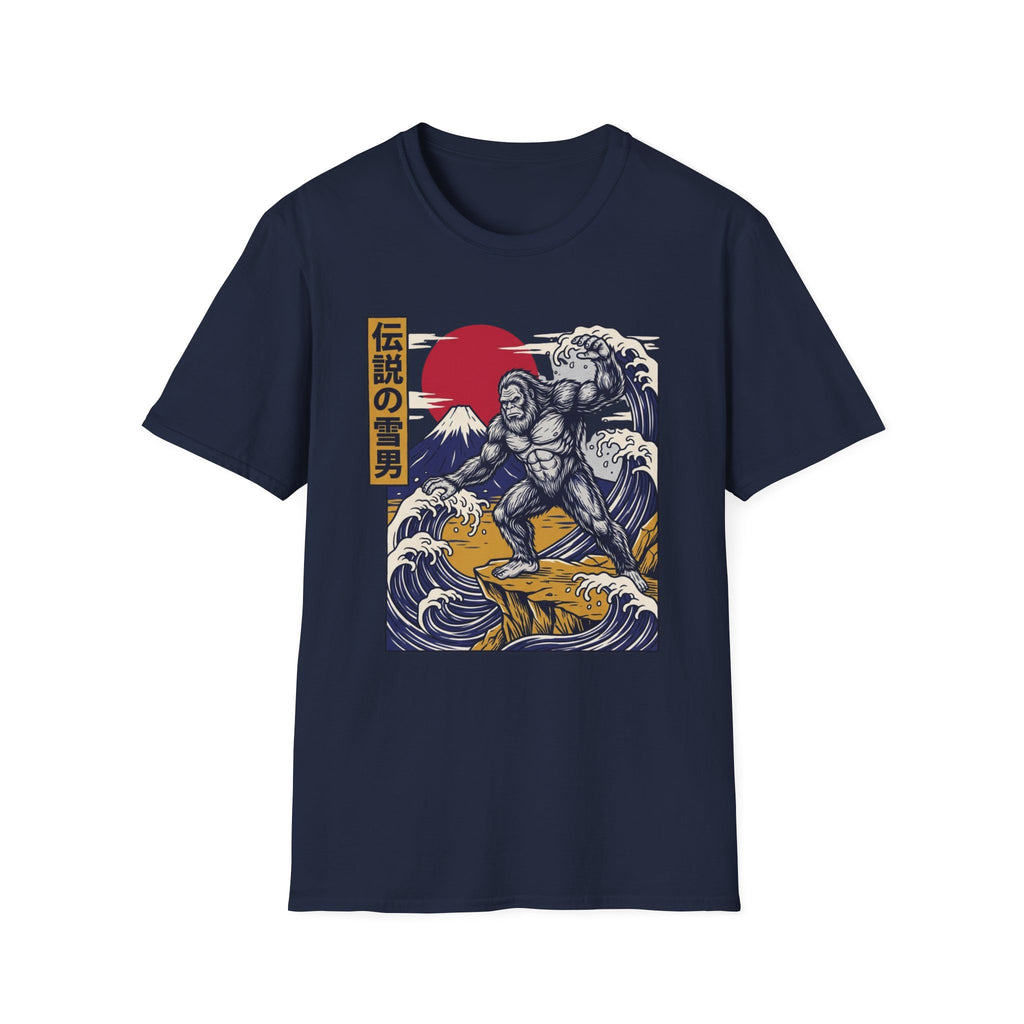 Yeti Wave T-Shirt — Japanese Ukiyo-e Snowman Graphic Tee (伝説の雪男)