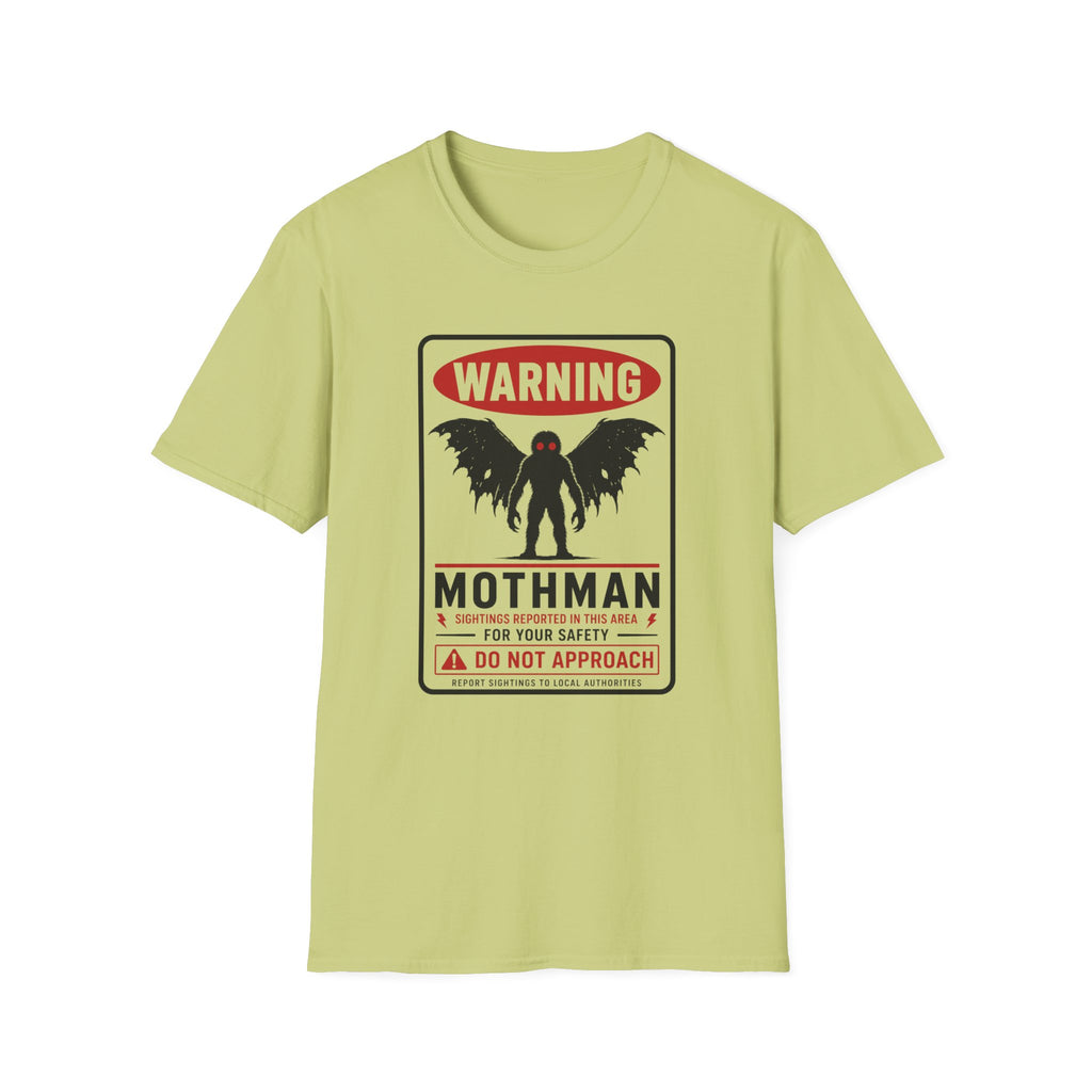 Warning: Mothman T-Shirt — Vintage Cryptid Warning Sign Tee