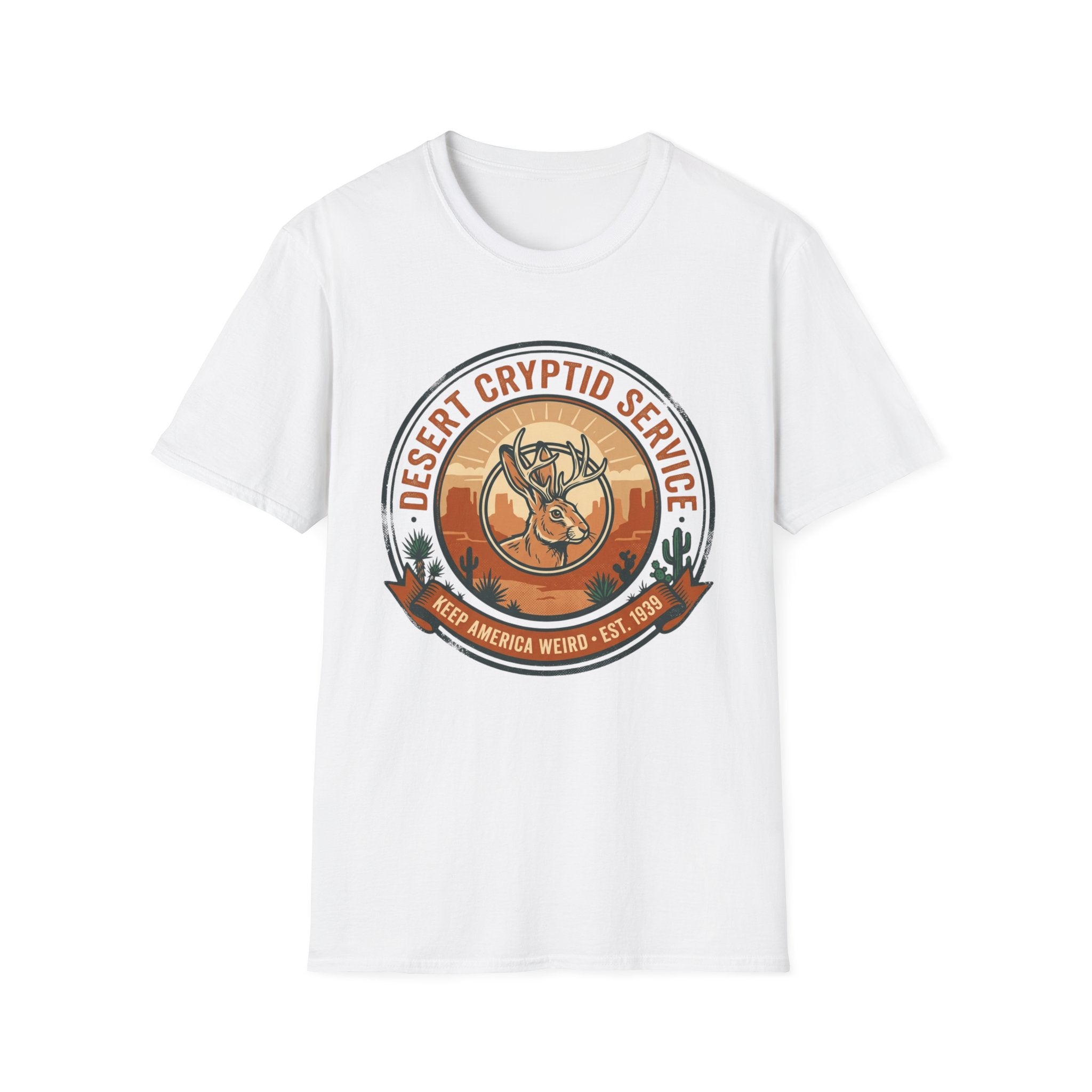 Desert Cryptid Service T-Shirt — Retro Desert Jackalope Graphic