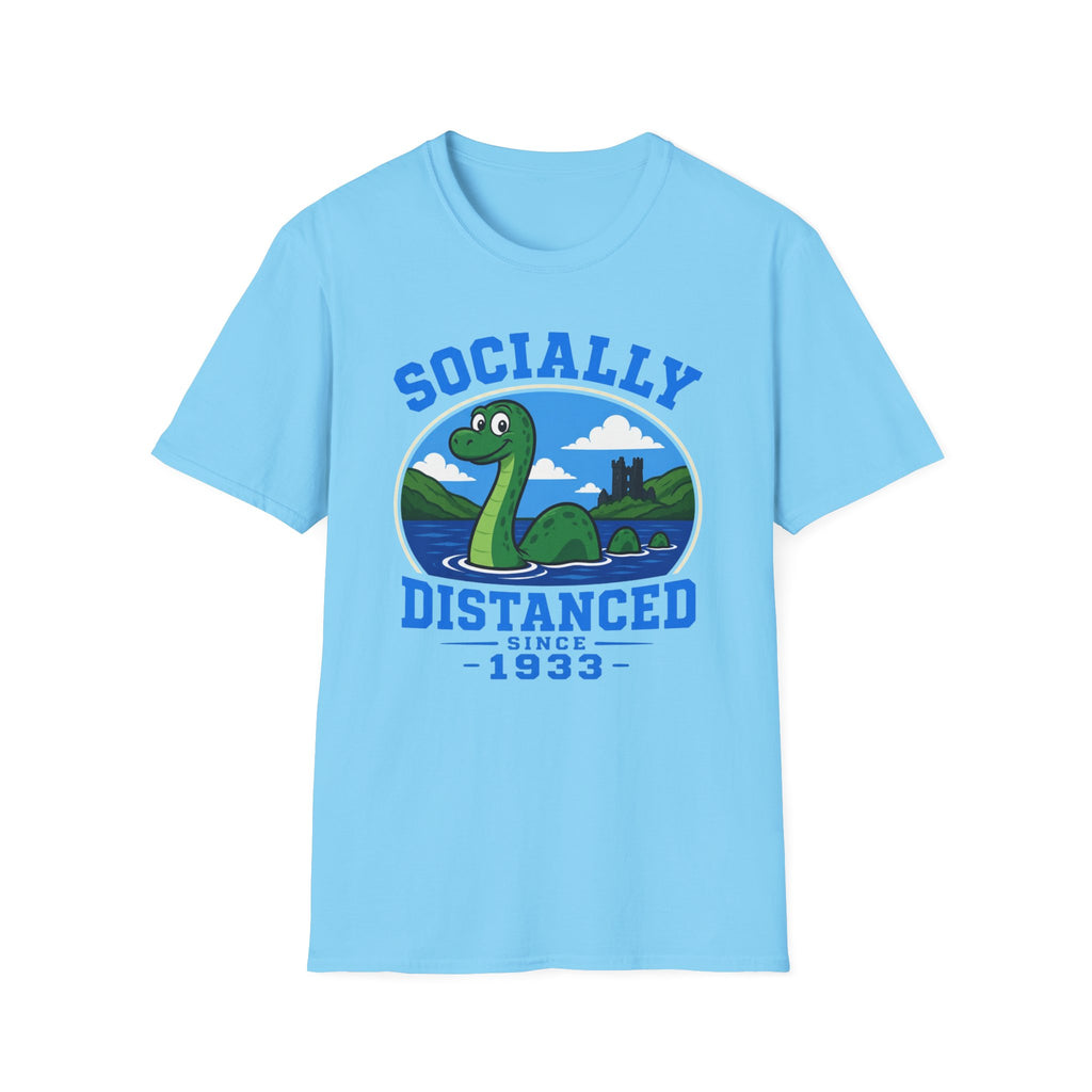 Socially Distanced Loch Ness Monster T-Shirt — Cute Nessie Graphic Tee