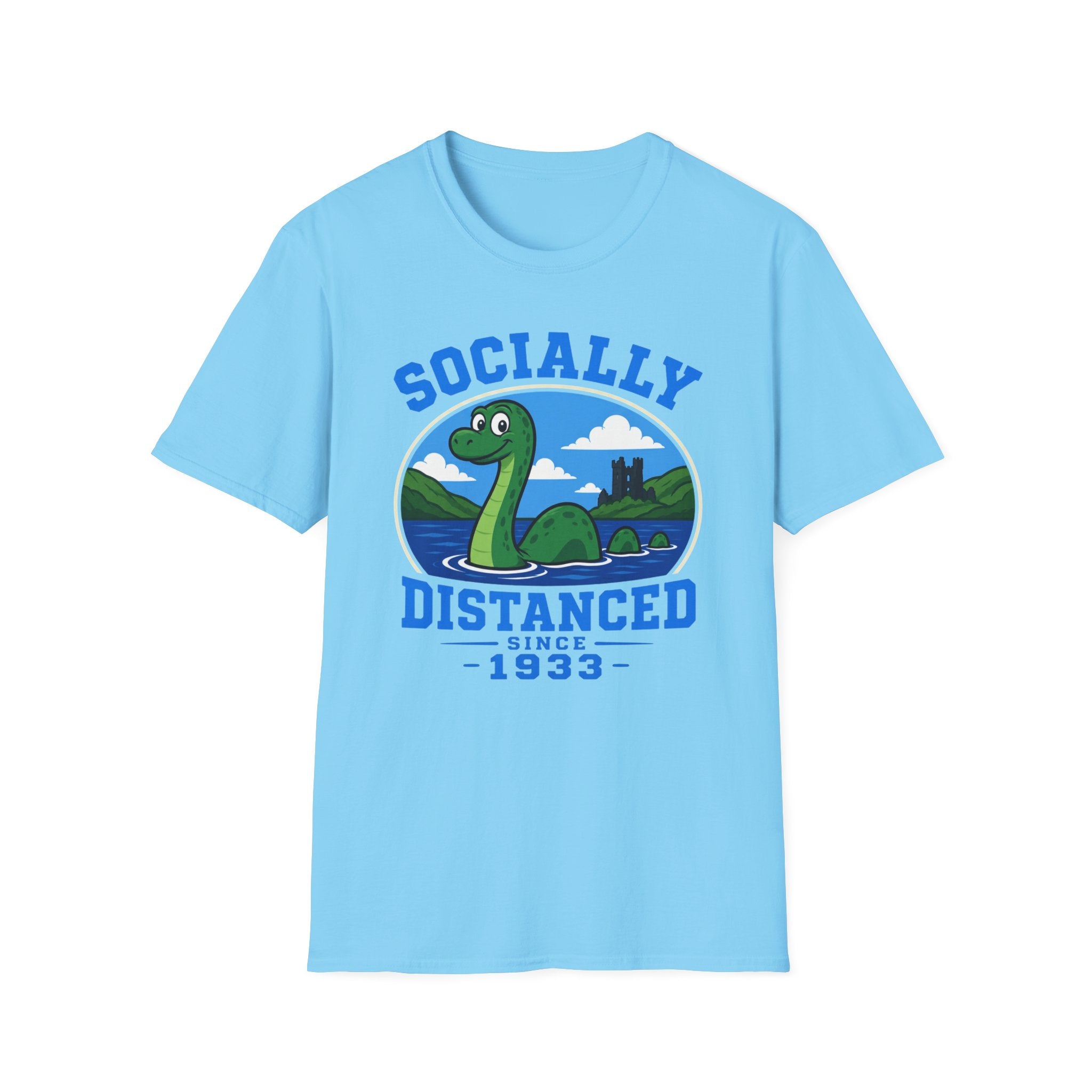 Socially Distanced Loch Ness Monster T-Shirt — Cute Nessie Graphic Tee