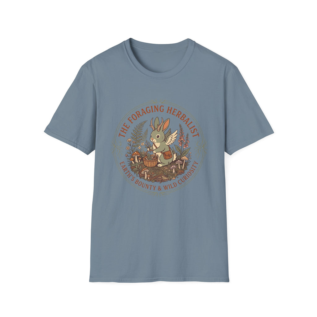 Foraging Herbalist T-Shirt — Cute Jackalope & Wildflower Nature Tee