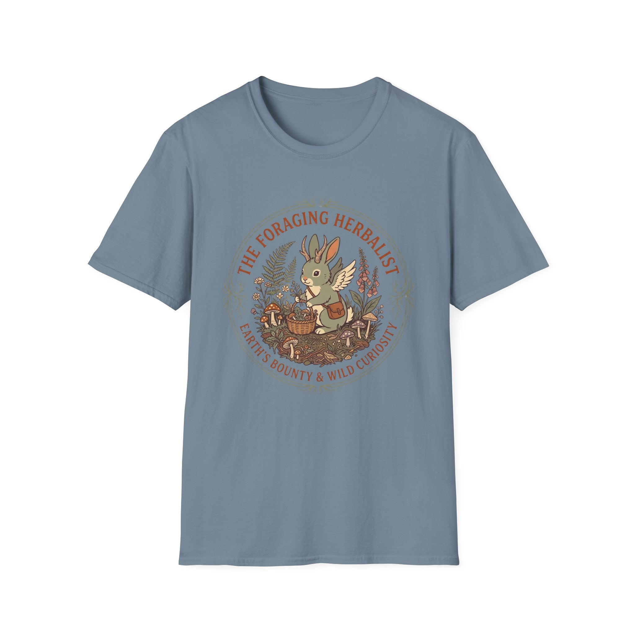 Foraging Herbalist T-Shirt — Cute Jackalope & Wildflower Nature Tee