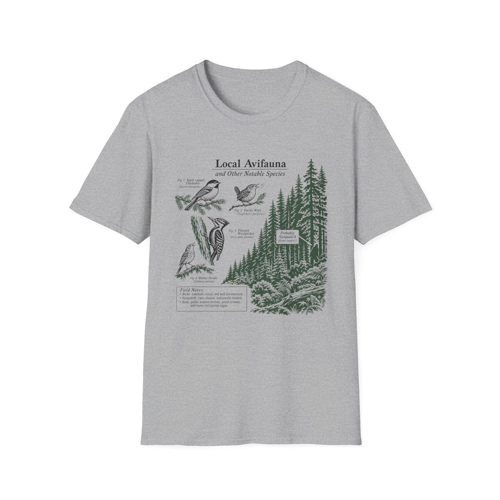 Local Avifauna T-Shirt — Vintage Bird & Forest Illustration Tee