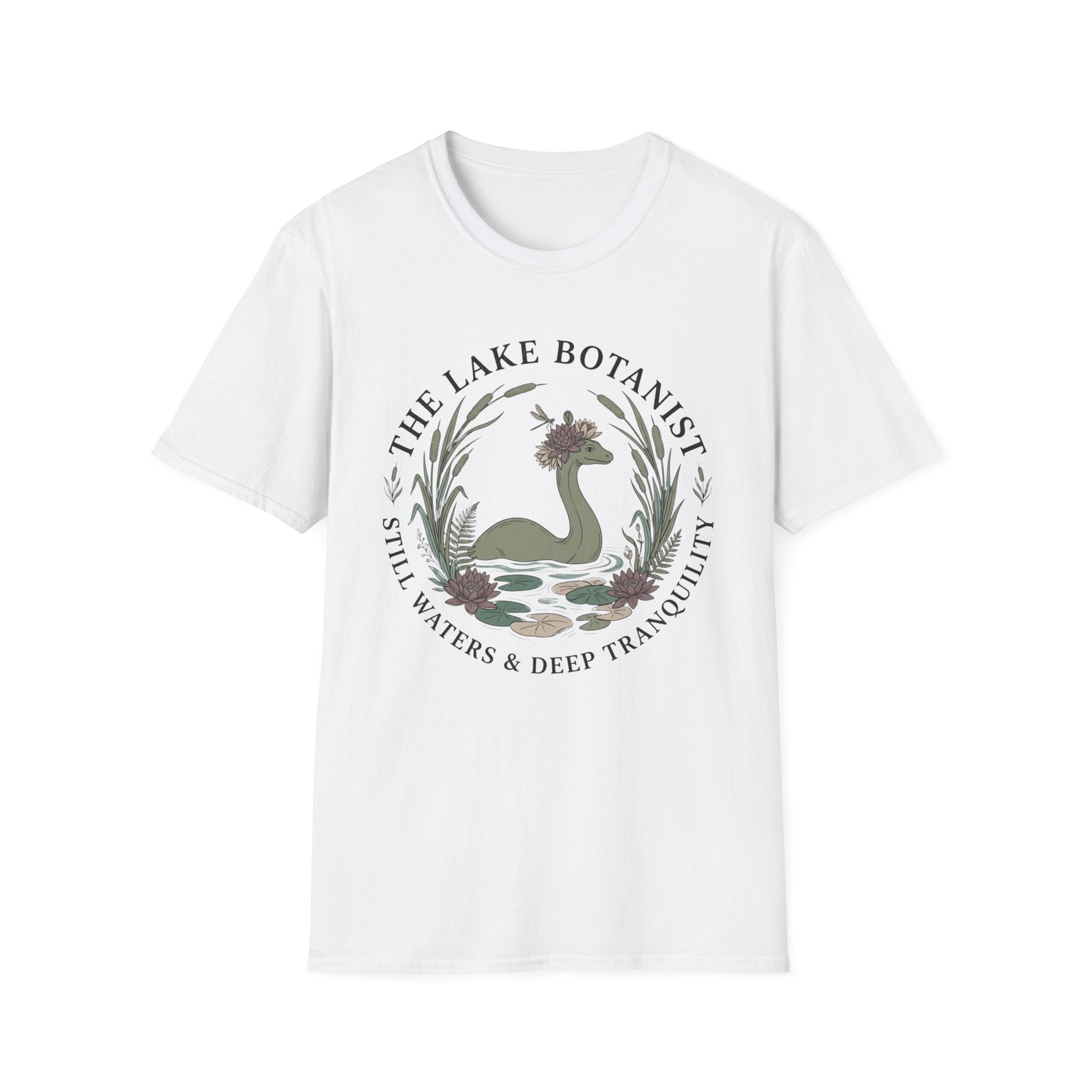 Cozy Cottagecore Nessie T-Shirt — 'The Lake Botanist' Nature Graphic Tee