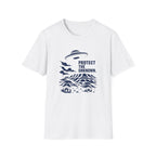 Protect The Unknown Minimalist UFO T-Shirt — Alien Desert Mystery Graphic Tee