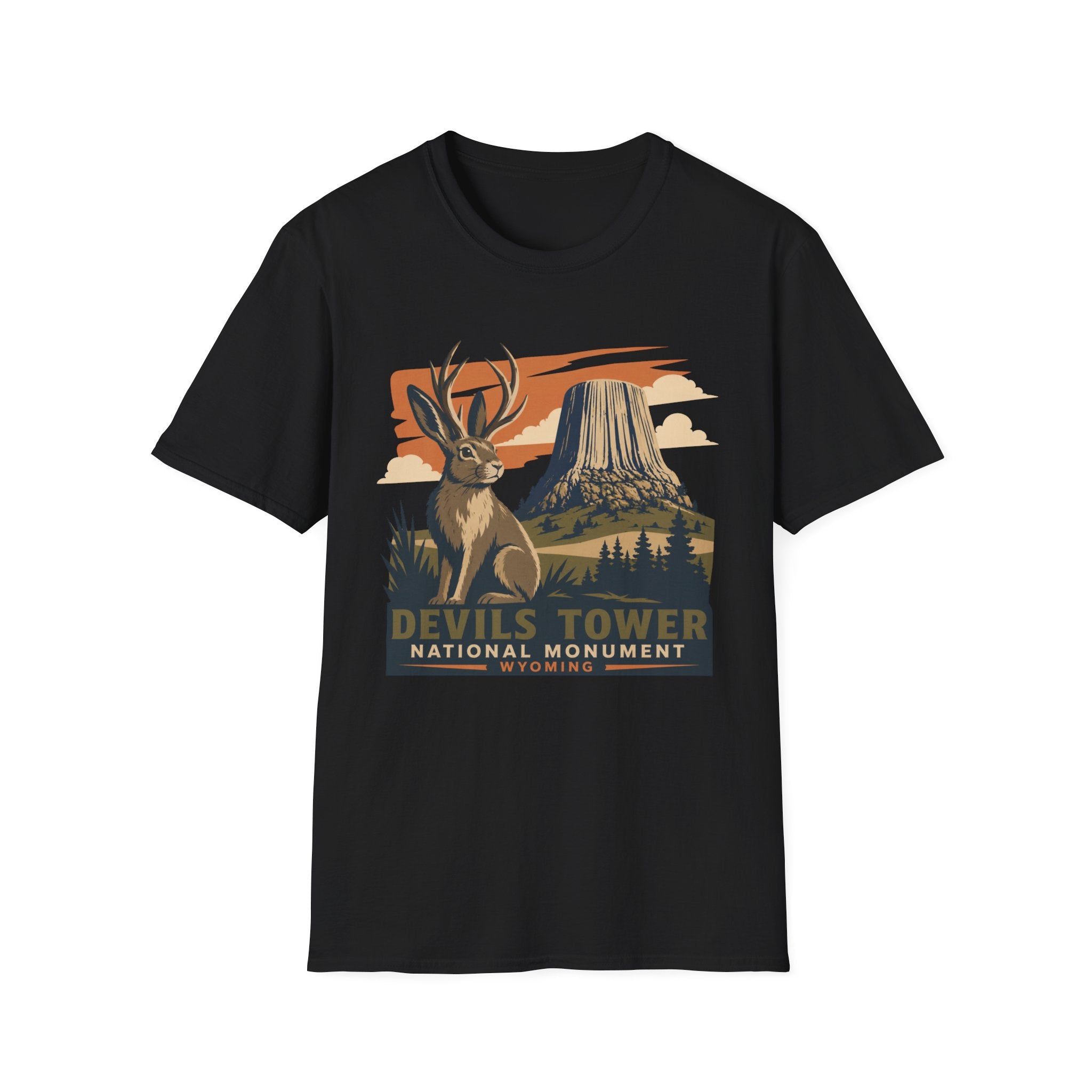 Devils Tower Jackalope T-Shirt — Retro National Monument Tee