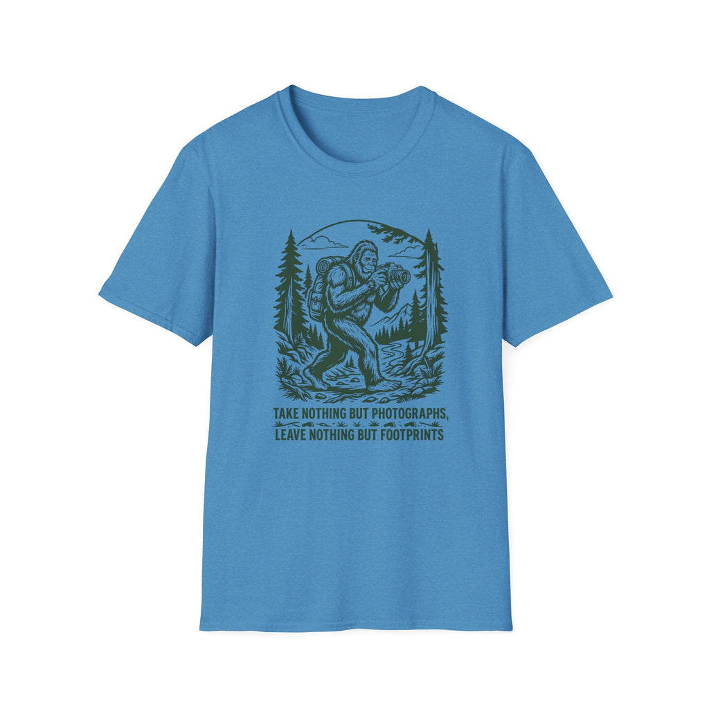 Sasquatch Photographer T-Shirt — “Take Nothing But Photographs” Outdoor Hiking Shirt