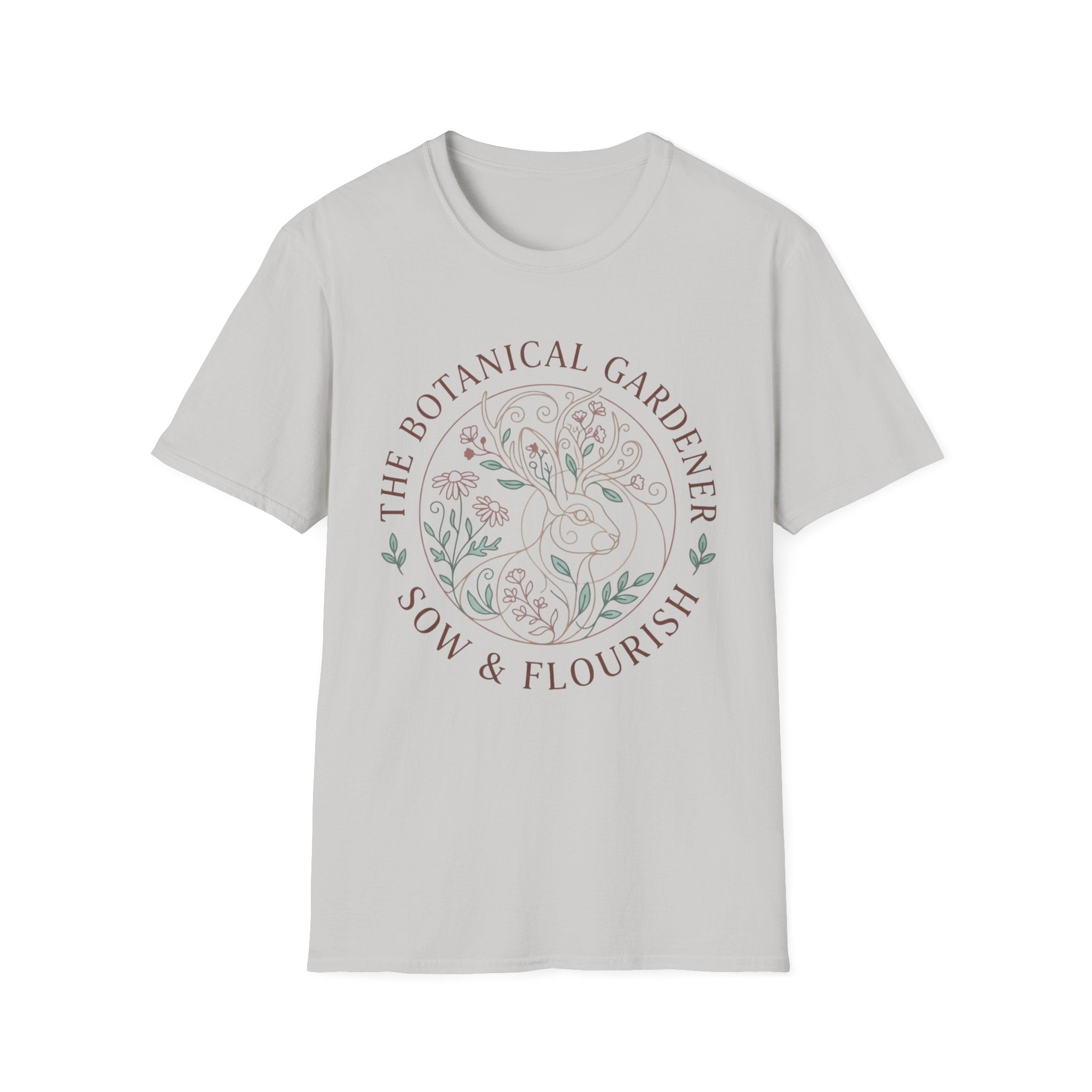 Cottagecore Jackalope T-Shirt — 'The Botanical Gardener: Sow & Flourish' Floral Tee