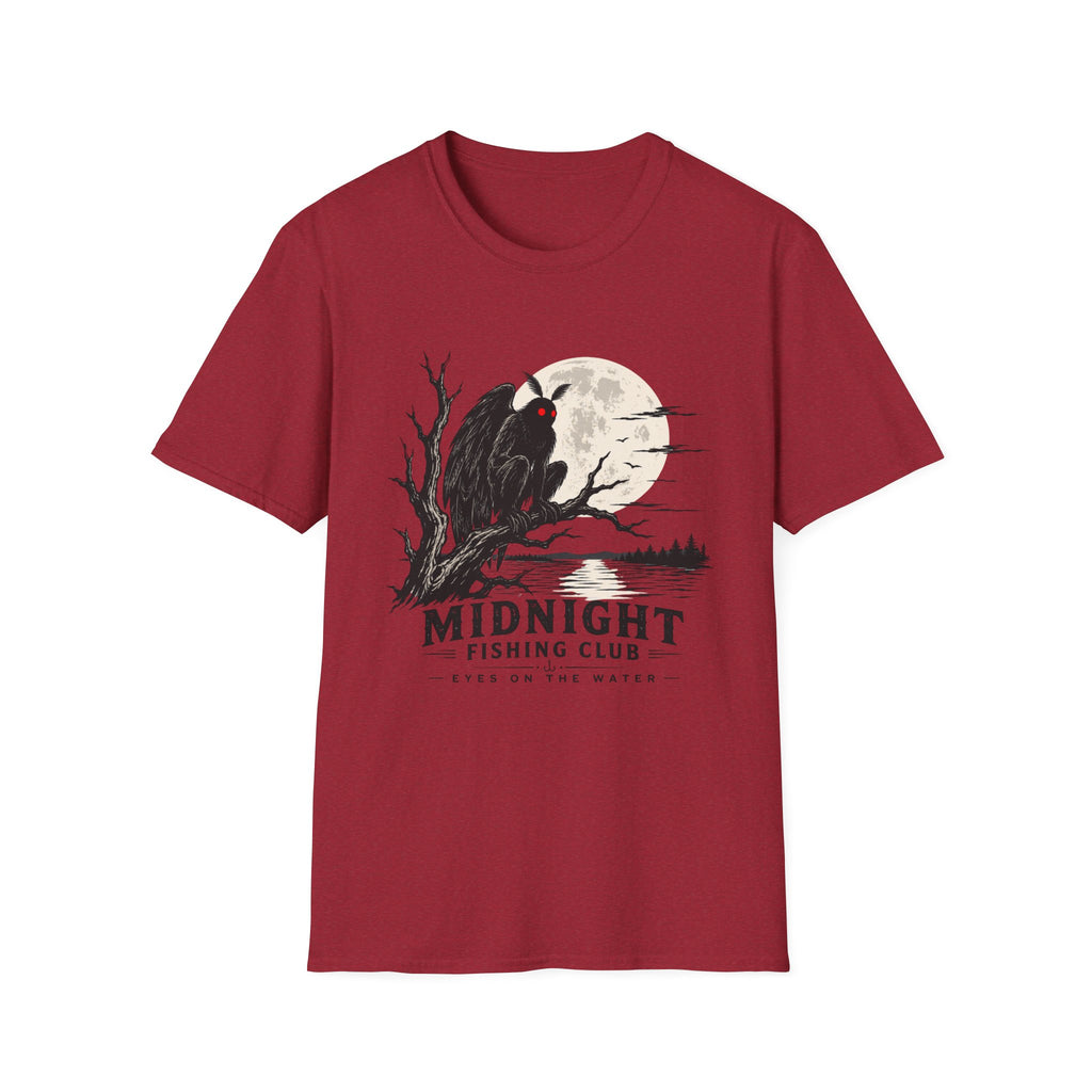 Midnight Fishing Club T-Shirt — Gothic Mothman Moon Graphic Tee