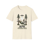 AFK Touching Grass T-Shirt — Gaming Nature Tee with Bigfoot & UFO