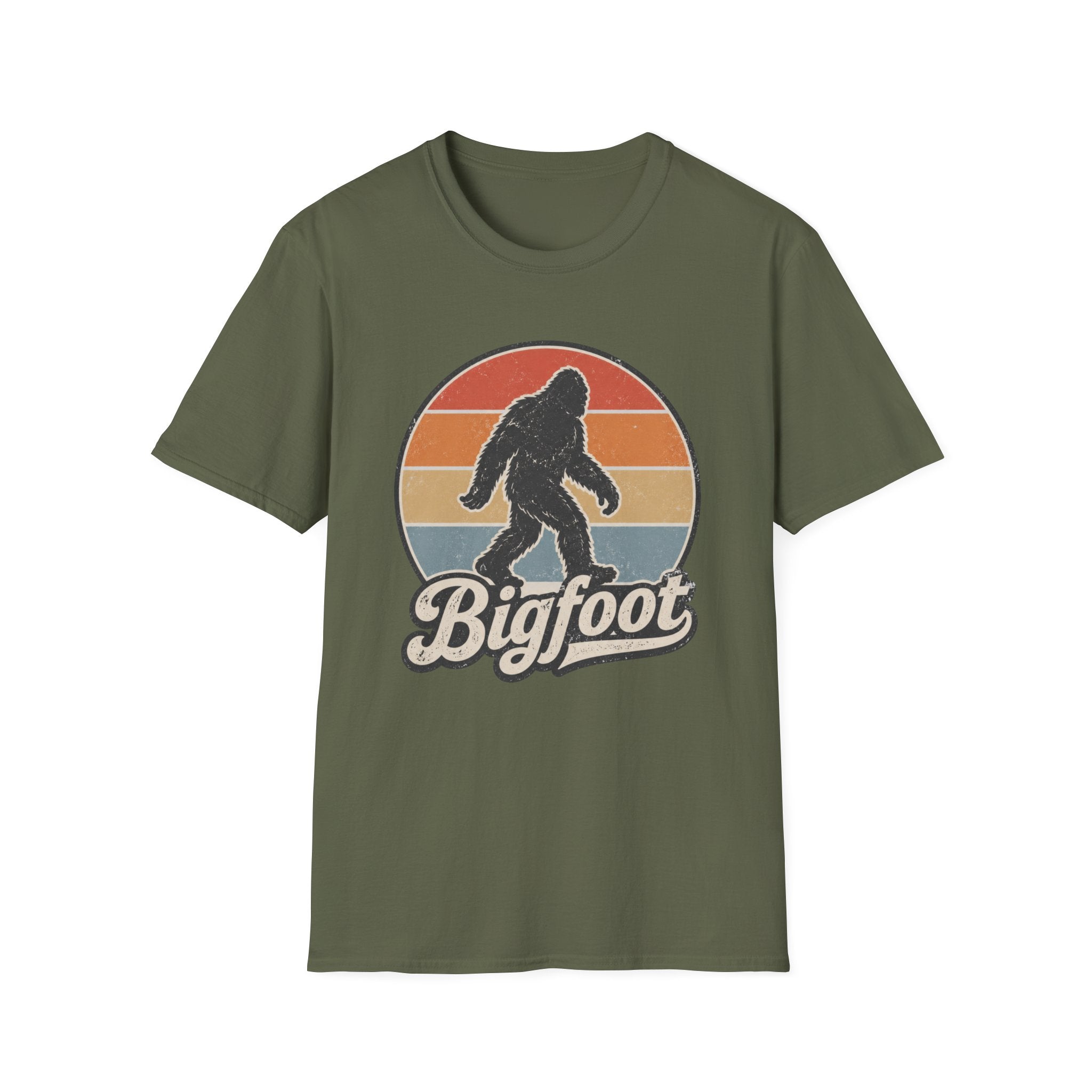 Bigfoot Retro Sunset T-Shirt — Vintage Sasquatch Graphic Tee
