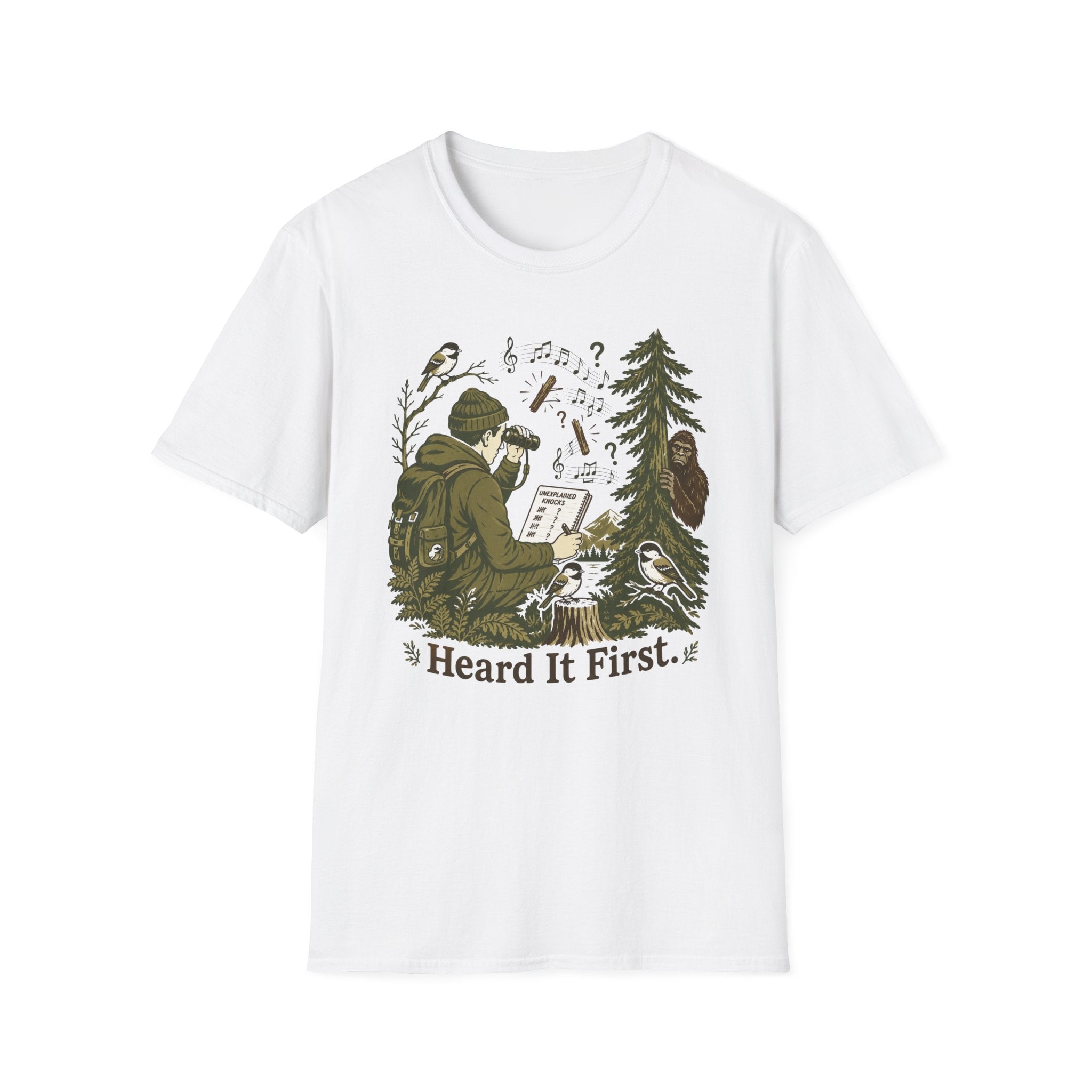 Heard It First T‑Shirt — Birdwatching & Bigfoot Nature Tee