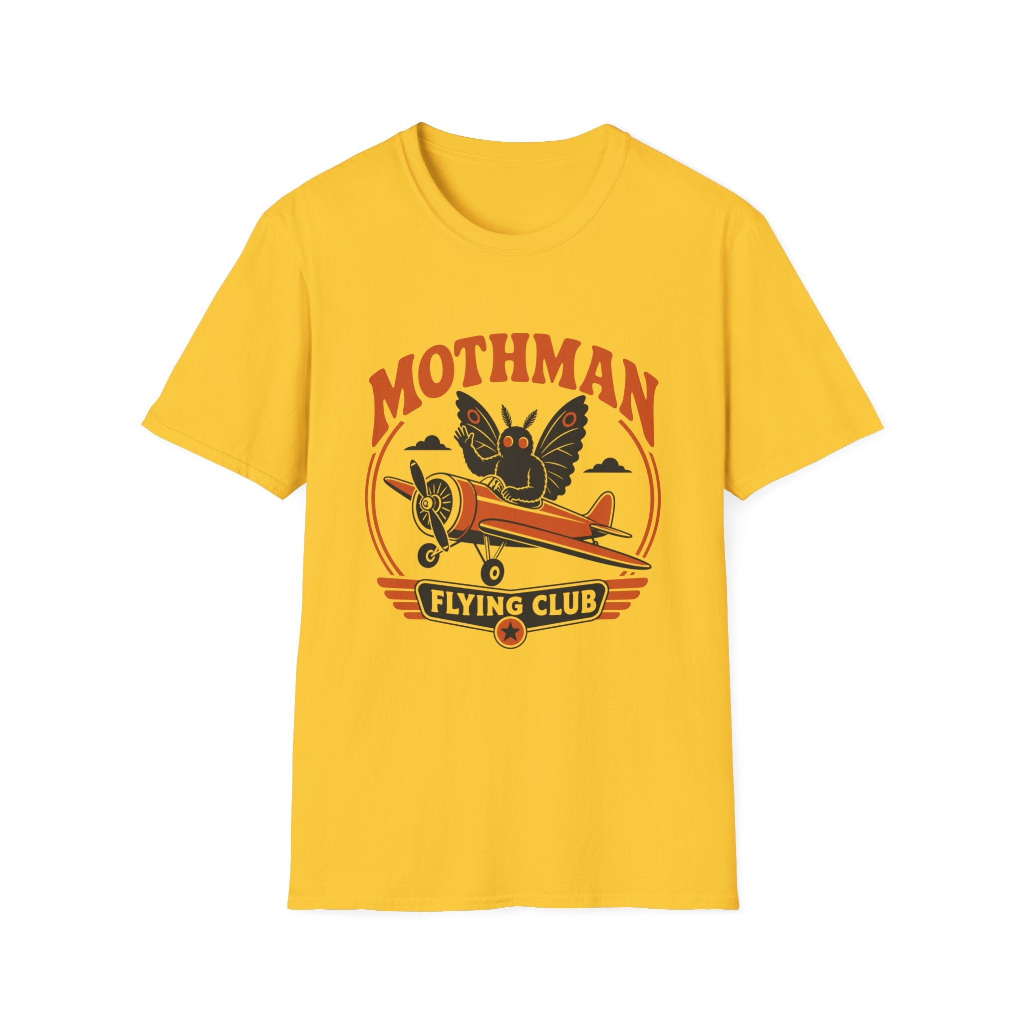 Mothman Flying Club T‑Shirt - Retro 70s Airplane