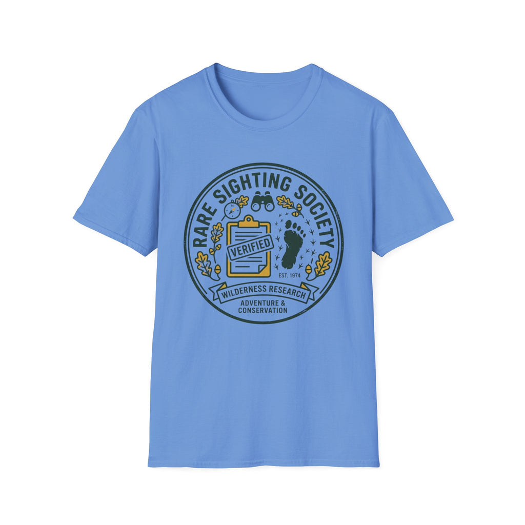 Rare Sighting Society T-Shirt — "Verified" Bigfoot Conservation Badge